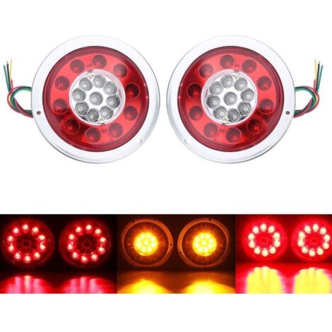 Set Mit 2 Runden 19-led-rückleuchtenroter Bernsteinwasserdicht Und Stoßfestspannung 10-30 Vfür Anhänger Und Lkw