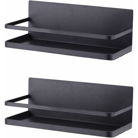 2-teiliges Magnetisches Gewürzregal – Mattschwarzes Metall – Einfache Montage Am Kühlschrank – Maximale Traglast 3 Kg