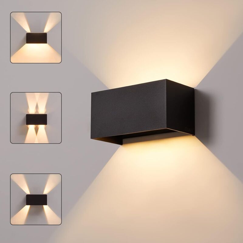 Moderne Led-außenwandleuchte, Wasserdicht (ip65), 3000 K Warmweißaluminiumeinstellbarer Strahlwinkel1400 Lumen