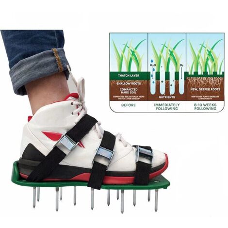 Garten-rasenbelüfter-schuhe, Sandalen Mit Spikes, Paar, Grasgrün, Spikes, Lose Bodenschuhe, Schwarz, 30 X 13 Cm