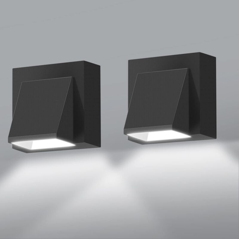 2er-pack Außenwandleuchte, 5w Cob-led-außenwandleuchte, 6000k Luce Freddo Ip65 Wasserdichte Außenwandleuchte Aus Aluminium Für Terrassen Und Innenwände