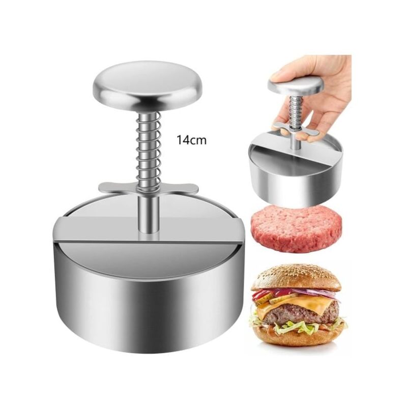 Burgerpresse, Hamburgerpresse Aus Edelstahl 304, Verstellbare Hackfleisch-burgerpresse, Einfach Zu Bedienen, Antihaftbeschichtet, Ideal Für Familienfeiern Und Partys – 14 Cm