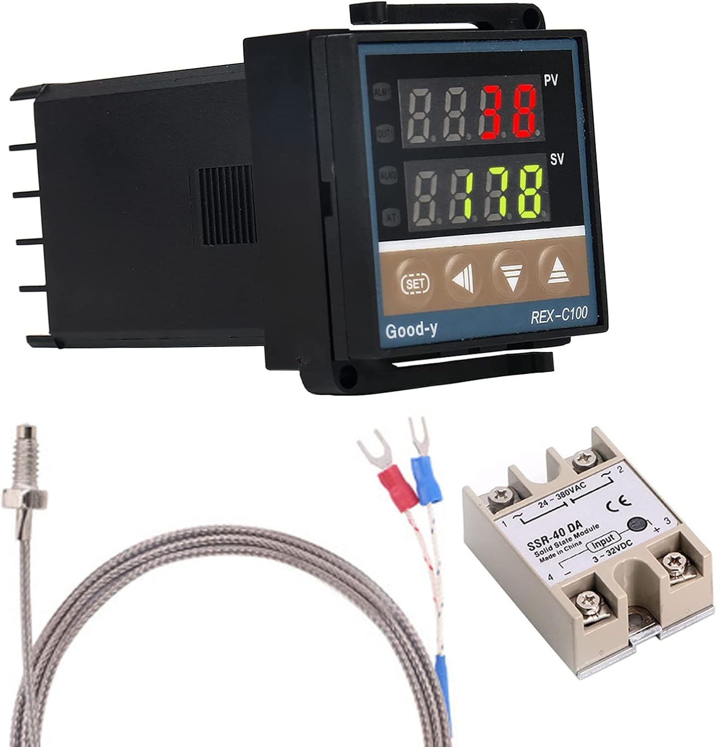 Digitaler Pid-regler Mit Intelligentem Thermostat, Ssr-relais 40a, Thermoelement Typ K Für Elektrische Energieerzeugung, Chemische Industrie, Lagertanks, Öfen – 0–1300 °c