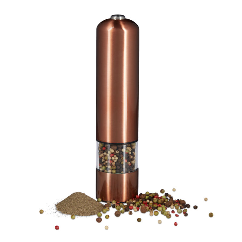 2 Elektrische Pfeffermühlen, Große Salzmühlebatteriebetriebene Gewürzmühle Aus Edelstahl Mit Keramikmahlwerk, Bronze