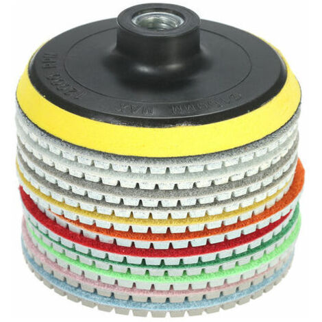 Set Mit 12 Diamant-schleifscheiben (10 Cm Durchmesser) – Verschiedene Körnungen Von 30/50 Bis 6000 – Zum Polieren Von Granit, Beton Und Marmor – 1 Schleifscheibe Enthalten