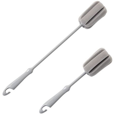 Zwei Graue Flaschenbürsten, 38 Cm Und 25 Cm Langein Schwammpinsel Und Eine Reinigungsbürste.