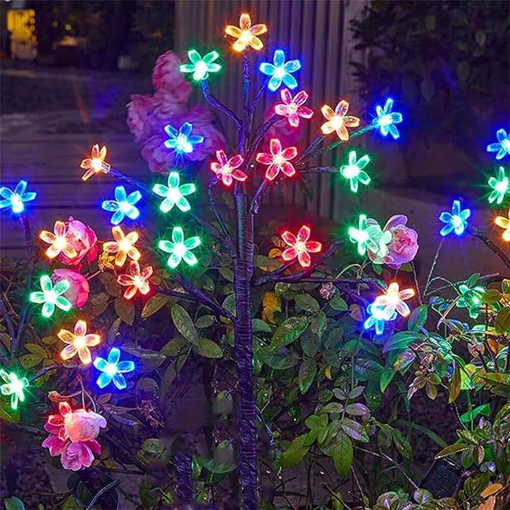 Wasserdichte, Mehrfarbige Solar-gartenleuchten Mit Kirschblütenmuster, Inklusive Solarladepanel, Für Terrasse, Rasen Und Einfahrt (farbe)(sakura)