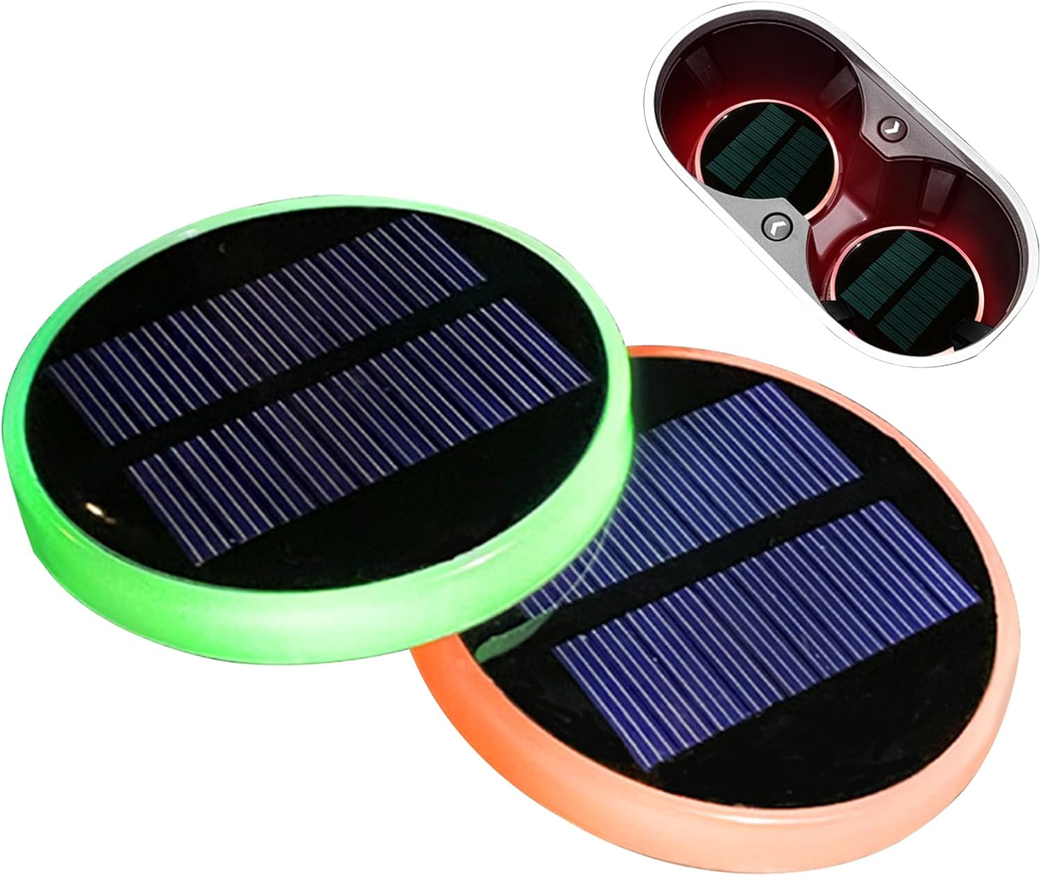 Led-auto-getränkehalterbeleuchtung, 1 Paar, 7 Farben, Solarbetrieben, Rutschfest
