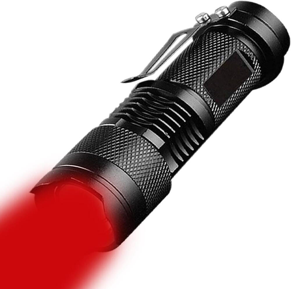 Hochleistungs-led-taschenlampe Mit 3 Modi (rot, Blau, Grün), Variablem Fokus Mit Clip, Ideal Für Astronomie, Luftfahrt Und Nachtbeobachtung (rot).