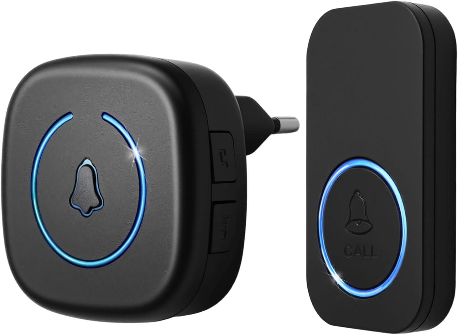Kabellose Außentürklingel, Wasserdicht, 300 Meter Reichweite – Kabelloses Gongsystem Mit 2 Empfängern + 1 Sender, Ip44 Wasserdicht, Batteriebetrieben, 60 Melodien