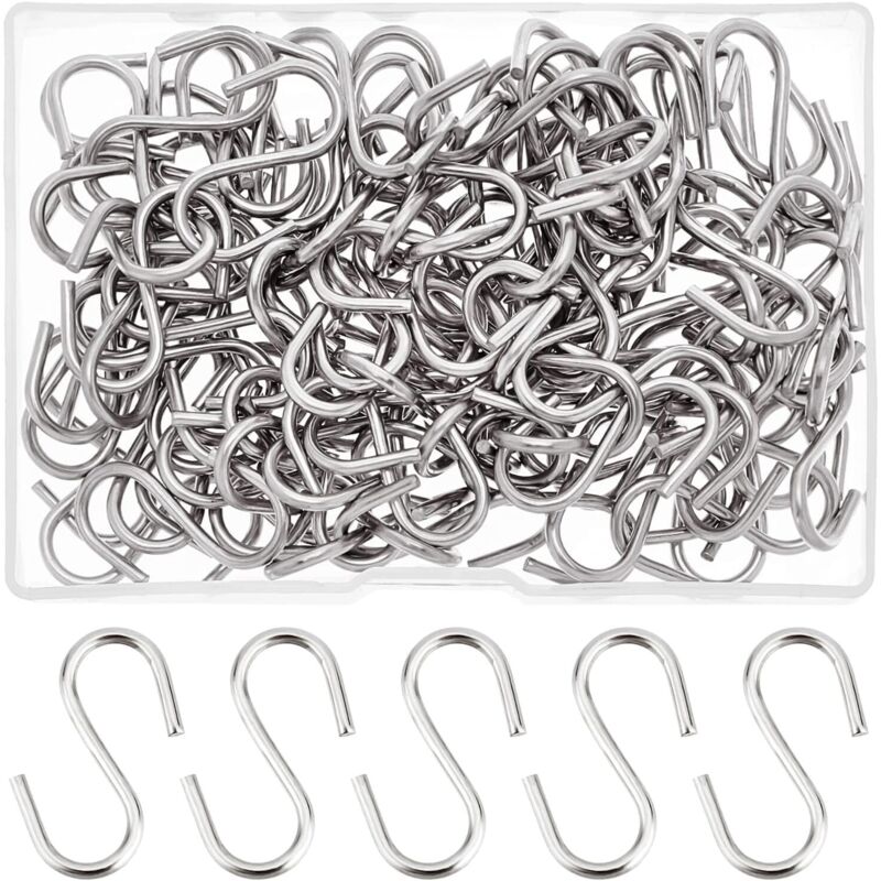 Lntyq 100er-packung Edelstahl 304 S-haken, Kleine Metall-s-haken, Aufhängehaken Zum Aufhängen Von Kleinen Gegenständen, Schlüsseln, Schmuck, Leichten Taschen, 29 X 2 Mm