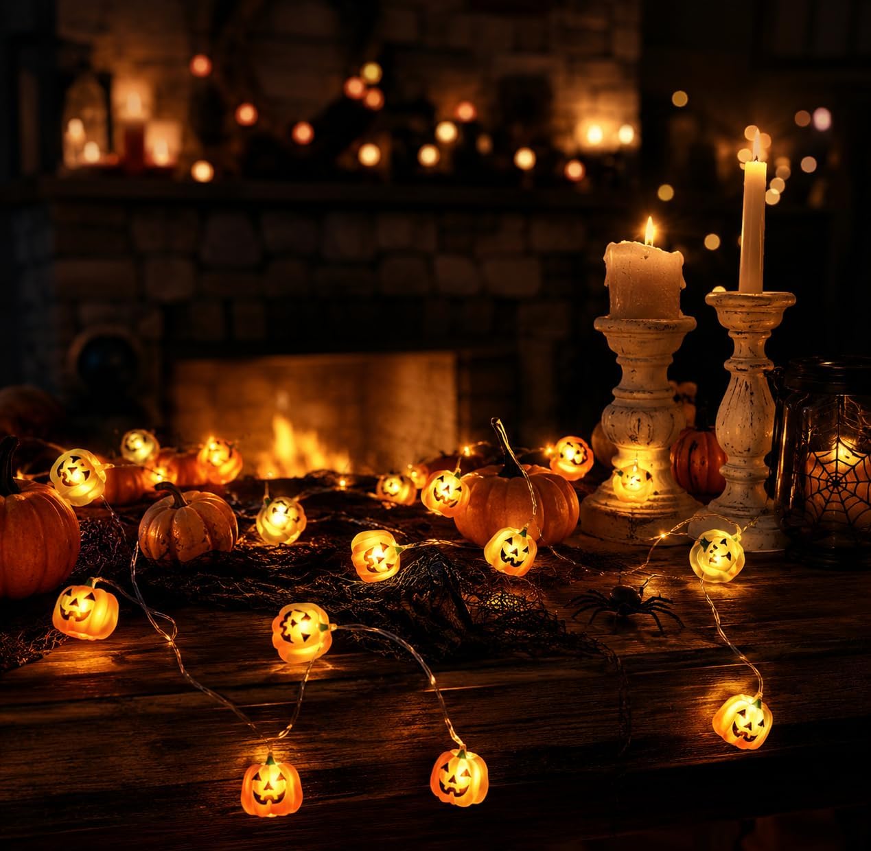 Halloween-lichterkette, 2 M, 20 Leds, Kürbis-dekorationskette, Batteriebetriebene Led-halloween-lichter