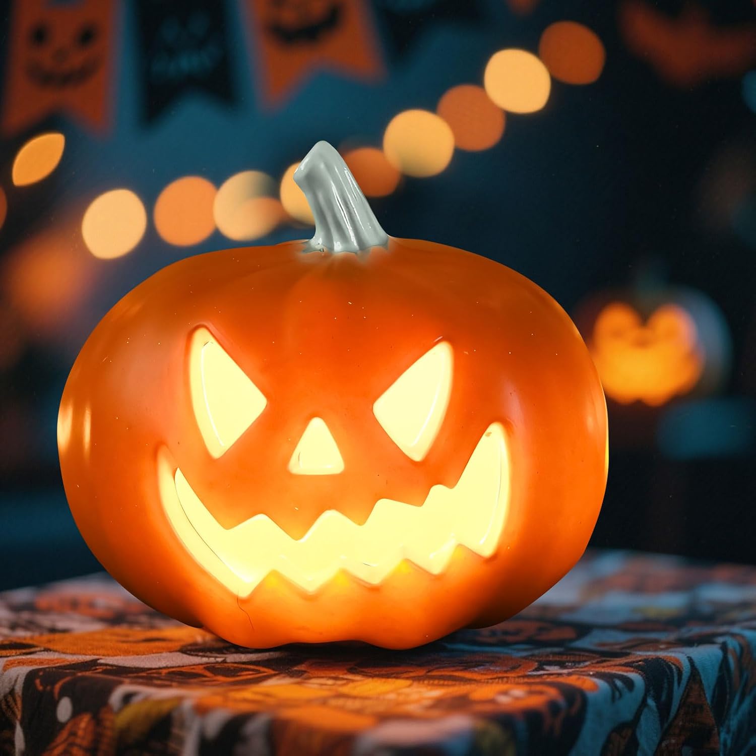 Dekorative Led-kürbislaterne Für Halloween – Leuchtende Kürbislaterne Aus Kunststoff – Dekoration Für Den Außenbereich