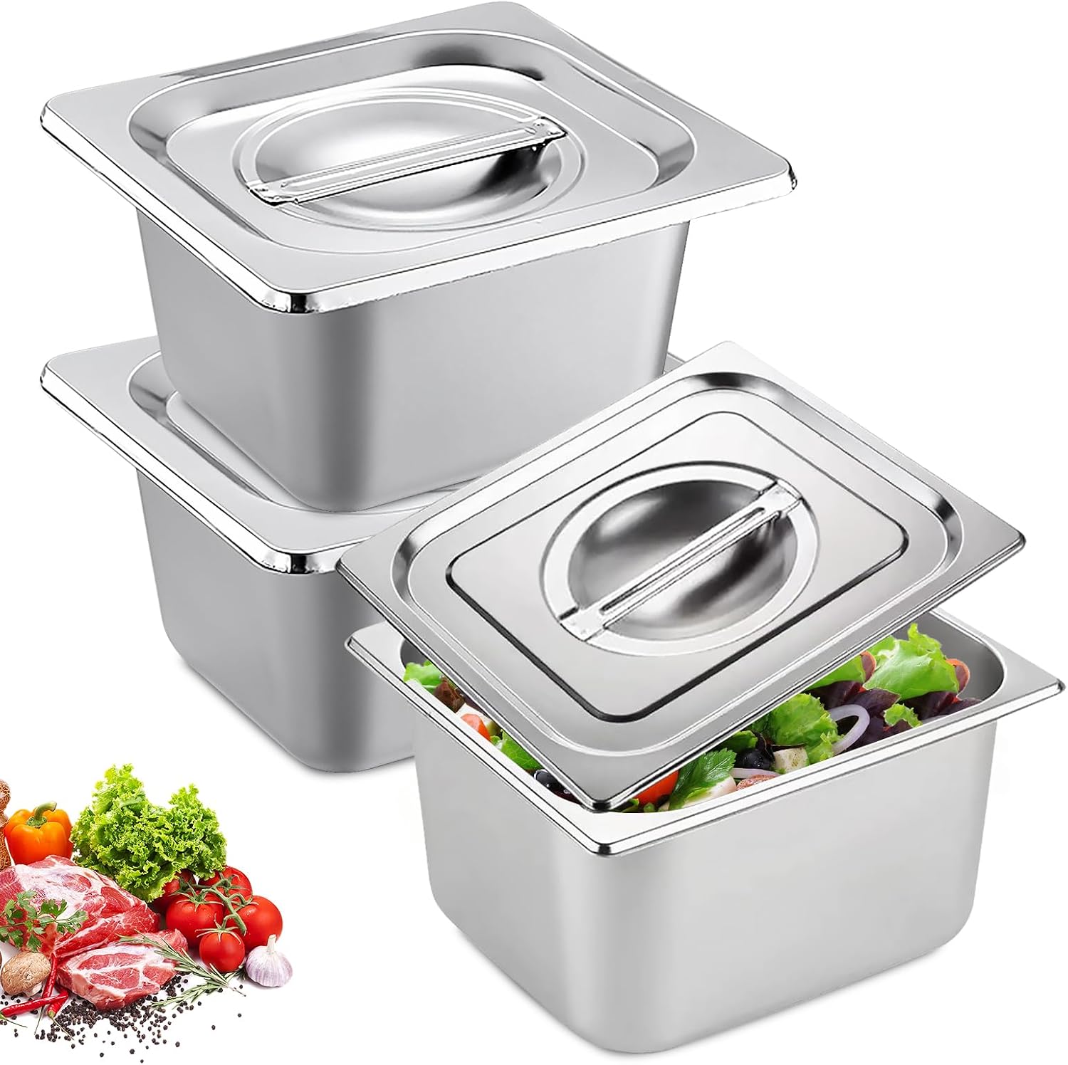 Set Mit 3 Rechteckigen Ofenblechen Aus Lebensmittelechtem Edelstahl, 17,6 X 16,2 Cm
