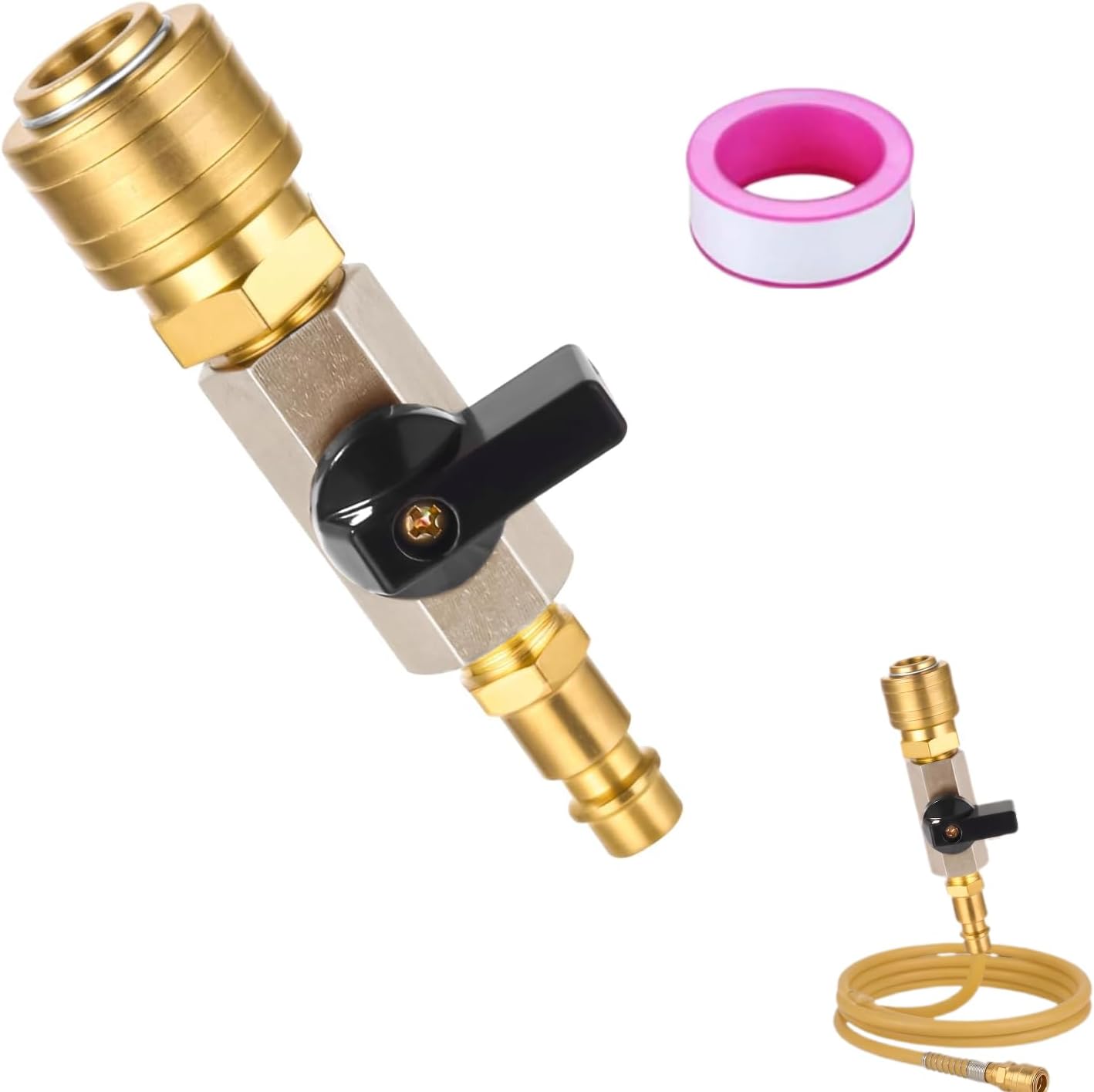 1/4"-druckluft-absperrventil Mit Schnellanschluss Nw 7.2, Messing