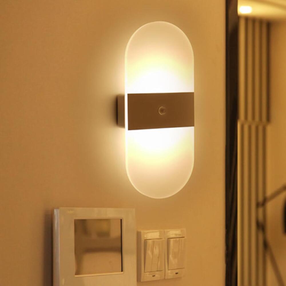 Wandleuchte Für Den Innenbereich Mit Bewegungsmelder, Nachttischlampe, Warmweißem Bogenlicht, Einstellbarer Helligkeit Und Usb-ladefunktion Für Wohnzimmer, Flur Und Eingangsbereich (le2533, Weiß).