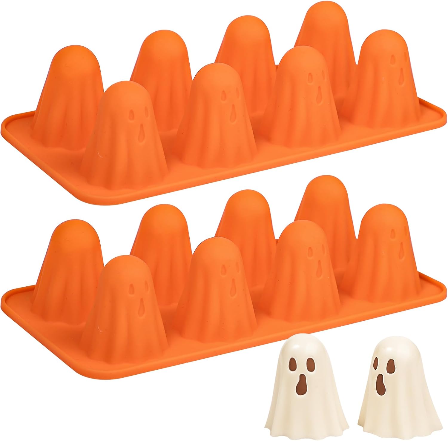 Set Mit 2 Silikon-schokoladenformen Für Halloween, Geister, Pudding, Schokolade, Bonbons, Eiswürfel