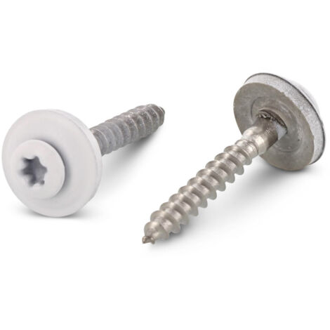 Senkkopfschraube Mit Gewölbtem Kopf, Tfb Torx T20, Edelstahl A2, Ral 9010, Reinweiß, 4,5 X 100 Mm, Epdm, 30 Stück