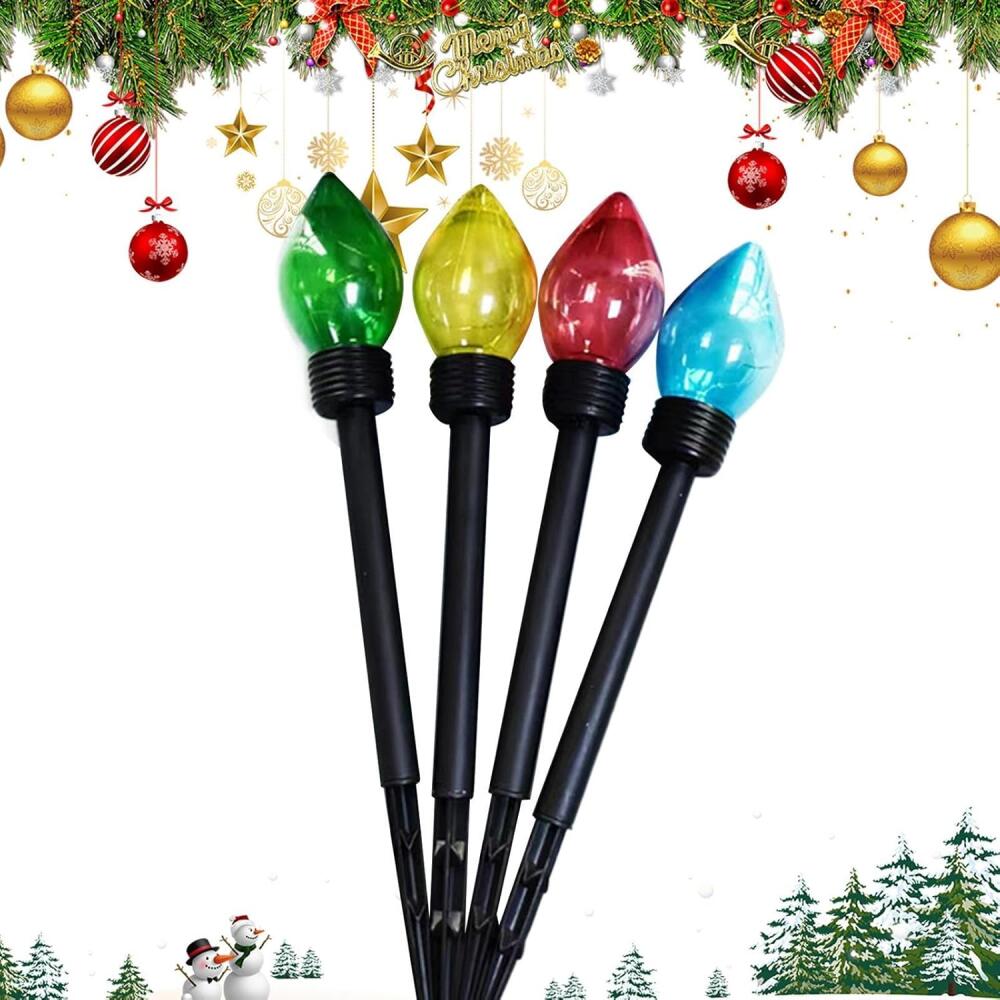 Solar-lichterkette Für Den Außenbereich, Weihnachtslichterkette Für Gartenwege, 4er-set Solar-wegeleuchten, 8 Stimmungslichtmodi, Wasserdichte Wegeleuchten, Solar-gartenleuchten, Solar-lichterkette Fü