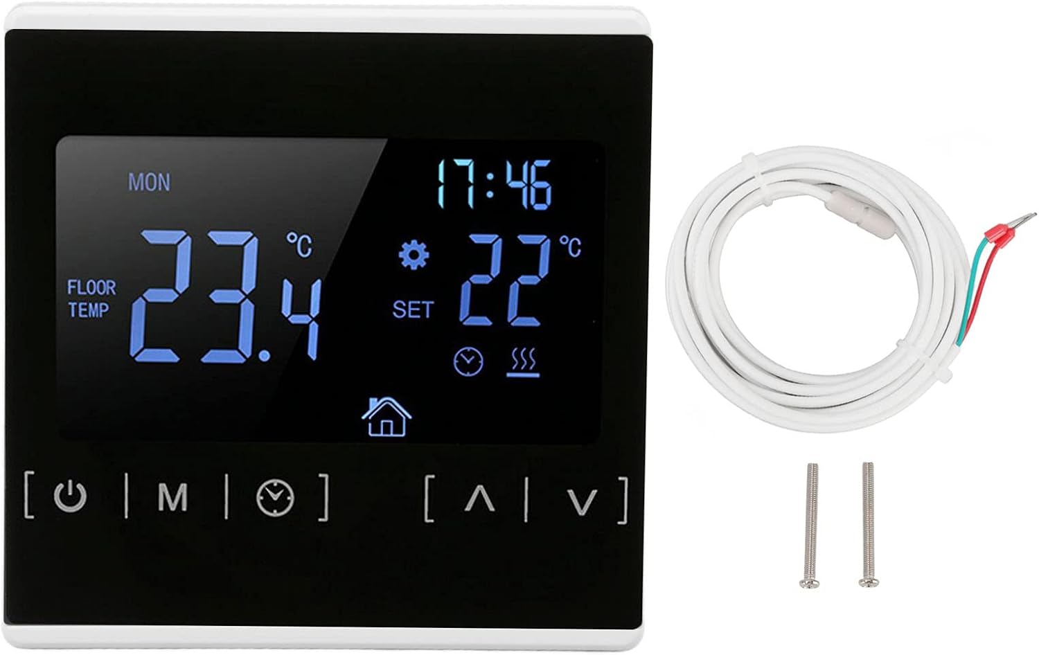 Intelligenter Touchscreen-thermostat, Temperaturregler Mit Zwei Steuerungsstufen Für Fußbodenheizung, Wechselstrom 85–240 V, Weiß