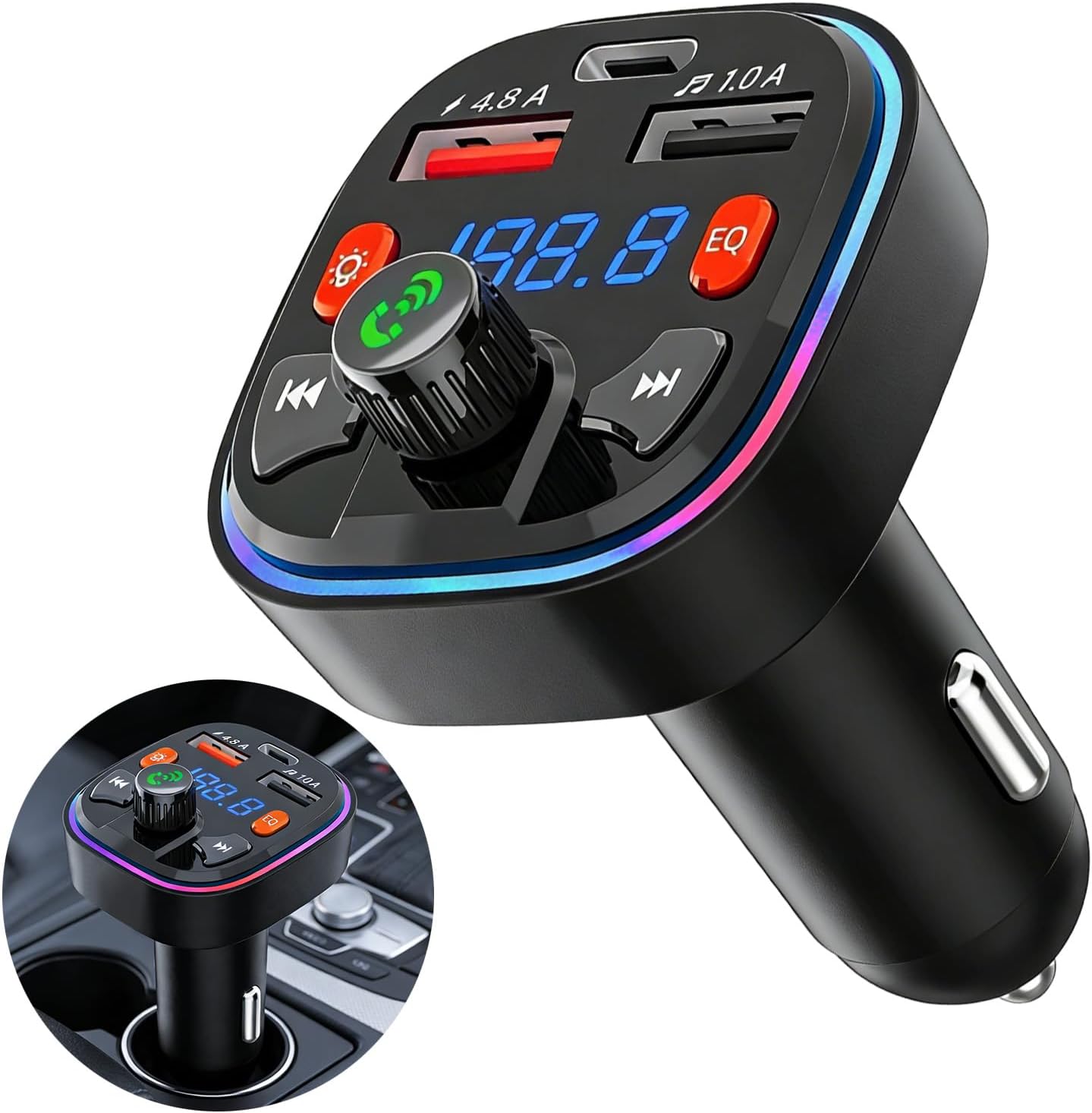 Fm-transmitter Und Bluetooth-adapter Fürs Auto, Radioplayer-adapter