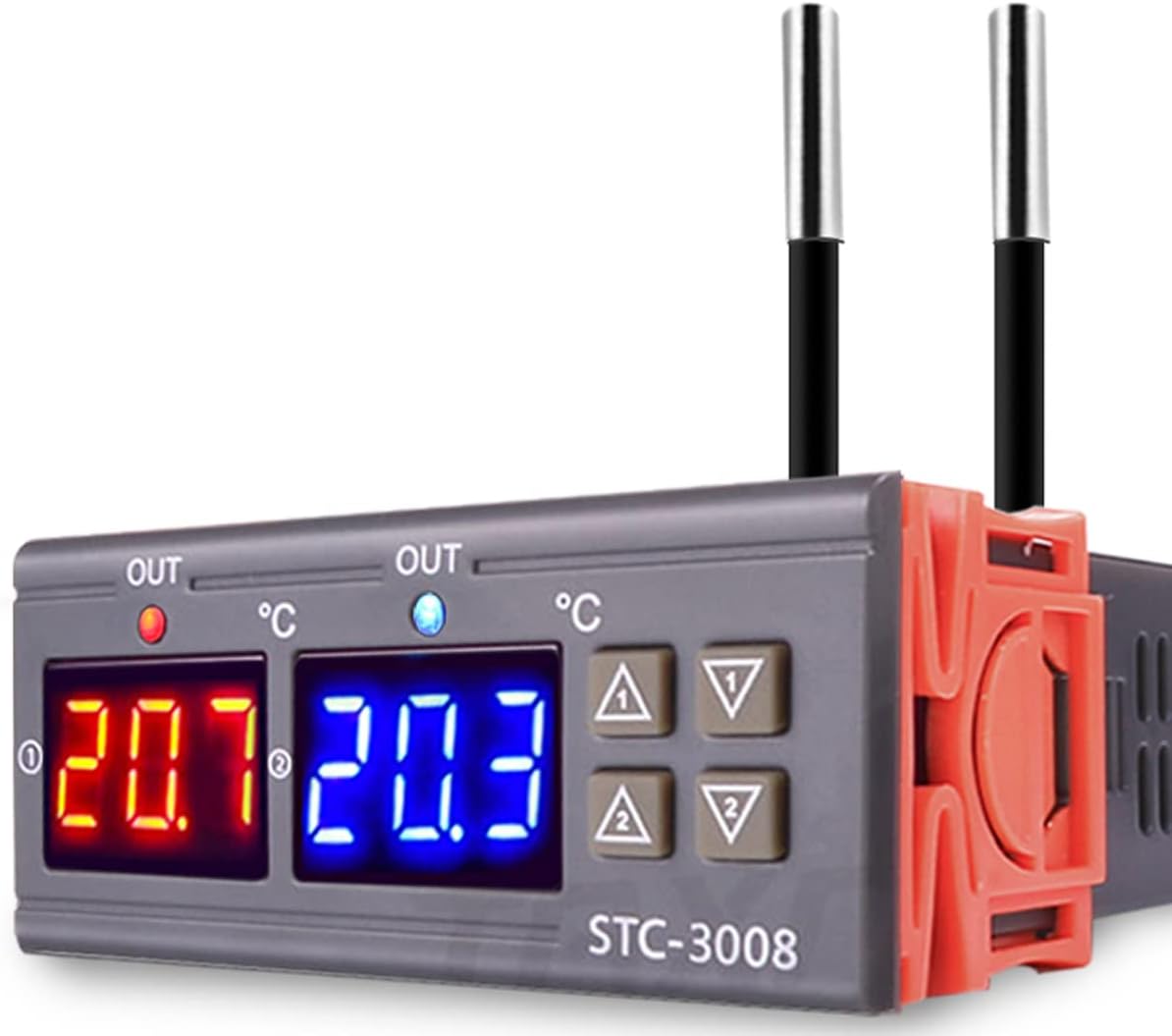 Stc-3008 Ac 110v-220v Temperaturregler, Digitaler Temperaturregler Mit Dual-display Und Dual-ntc-sondensensor, Heiz- Und Kühlmodus