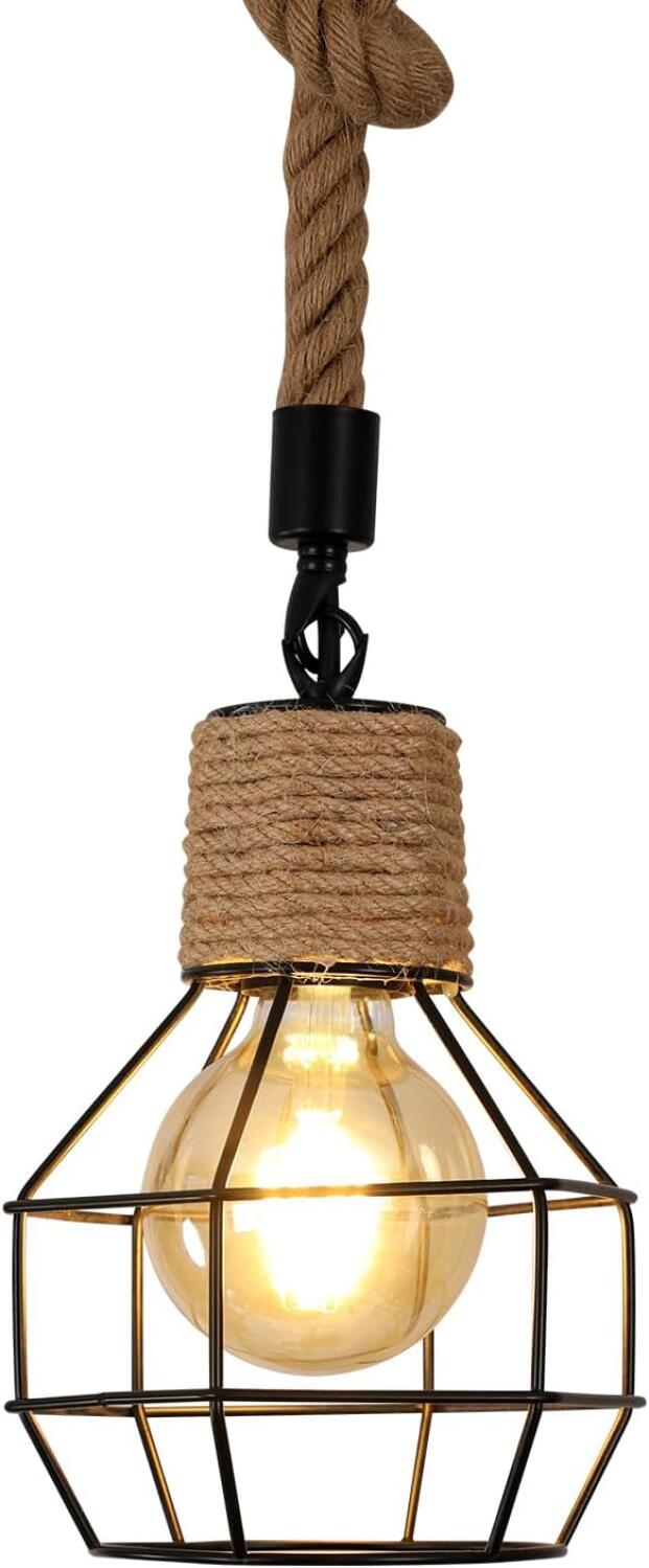 Vintage 3-flammige Pendelleuchte Aus Hanfseil Für Café, Esszimmer, Restaurant, Bar, Flur