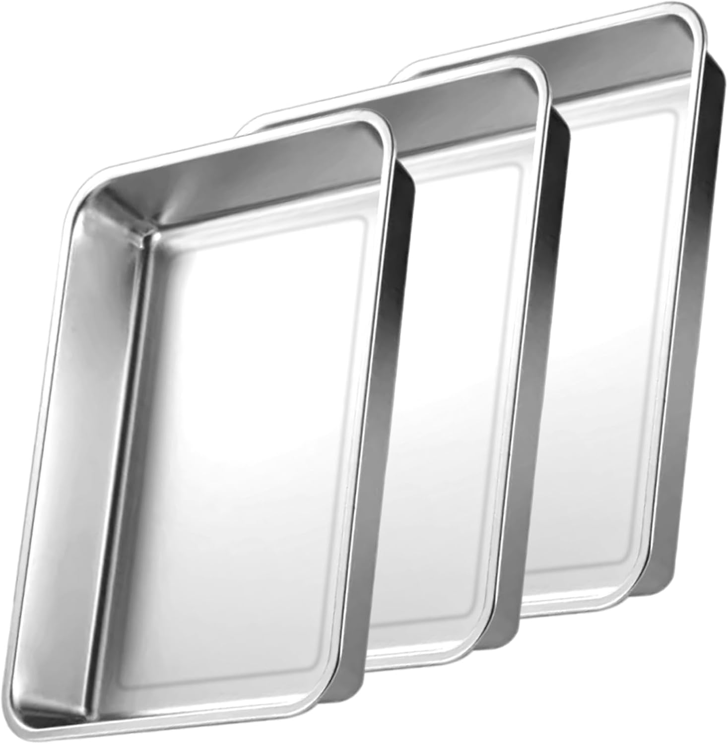 3-teiliges Rechteckiges Auflaufform-set, 40 X 30 X 4,8 Cm, Tiefe Edelstahlform, Großes Backblech Zum Backen, Braten, Servieren Und Gratinieren