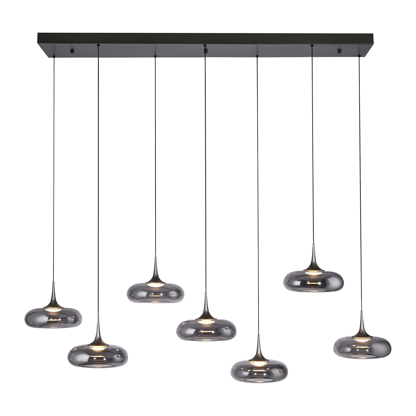 [gebraucht] B-ware Schöner Wohnen Pendelleuchte Hängelampe Led Posh Rauchglas Dimmbar 7-flammig