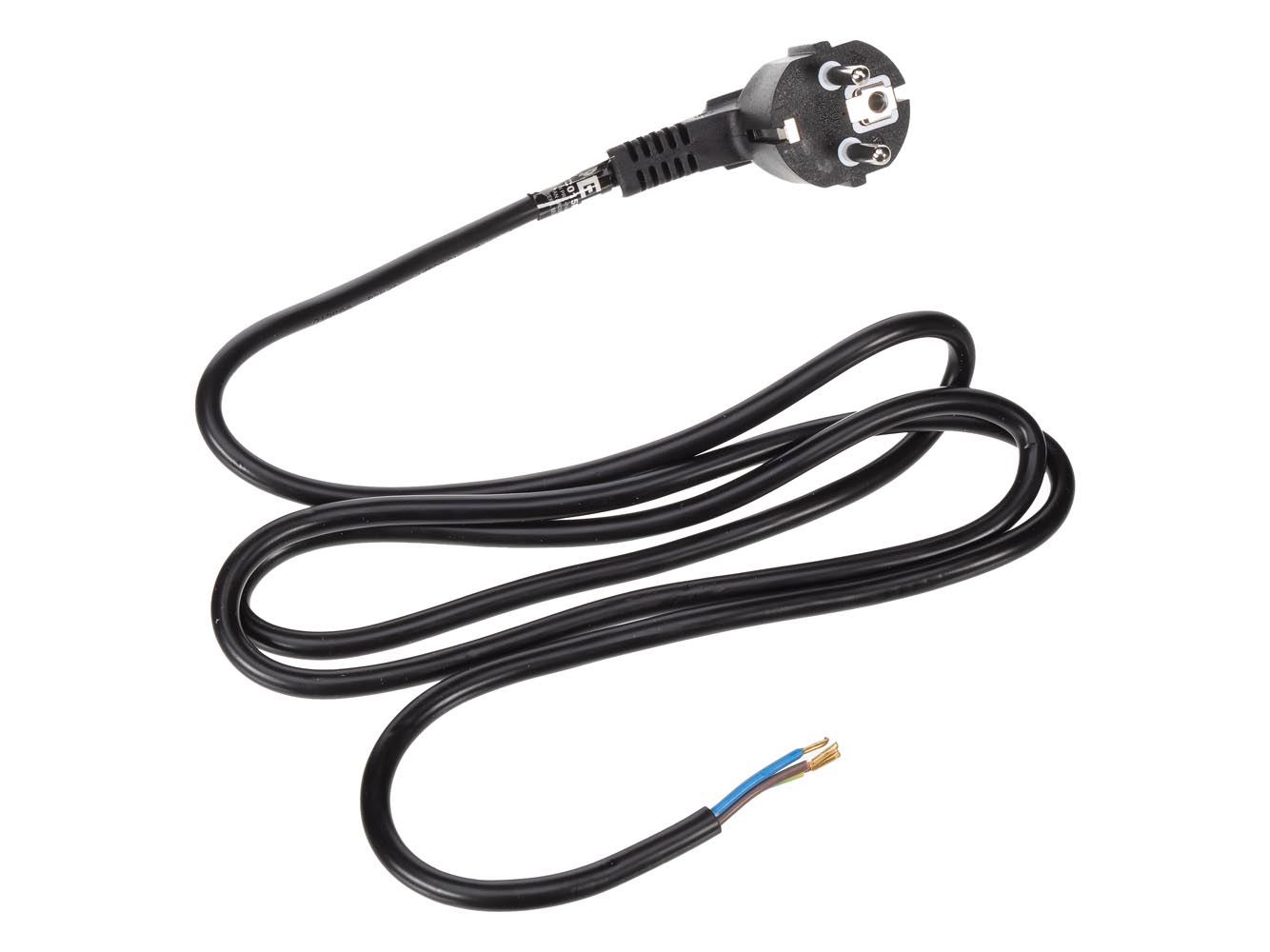 Perel Netzkabel, H05vv-f 3g0.75, 1.5 M, 10 A/230 V, 2500 W, Typ E/f 90°, Für Innen, Pvc, Schwarz