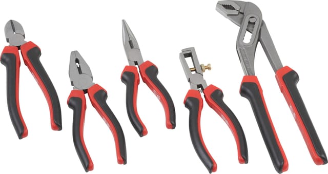 Meister Zangen-satz 5-teilig - Kombizange - Seitenschneider - Spitzzange - Abisolierzange - Wasserpumpenzange - Für Haushalt, Werkstatt & Co. / Zangen-set / Zangen-werkzeug / Handwerkzeug / 1570500