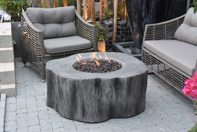 Gasfeuerstelle 'manchester' In Baumstamm-optik, Grau, 105 X 100 X 43 Cm (l X B X H) - Elementi