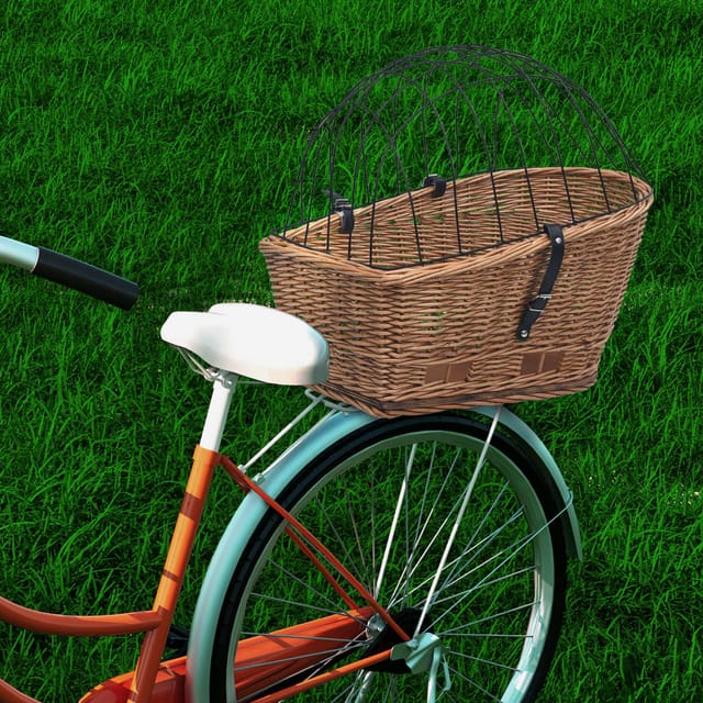 Fahrrad-gepäckträgerkorb Mit Deckel 55×31×36 Cm Natur Weide Vidaxl