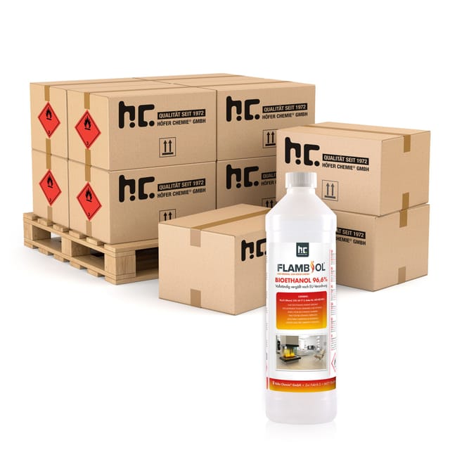 540x 1 L Flambiol® Bioethanol 96,6% Premium Für Ethanol-tischkamin In Flaschen