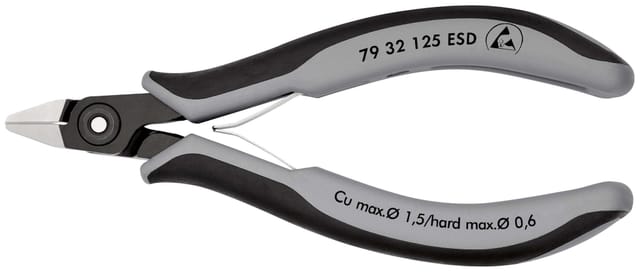 Präzisions-elektronik-seitenschneider L.125mm Form 3 Facette Ja,sehr Kl. Esd
