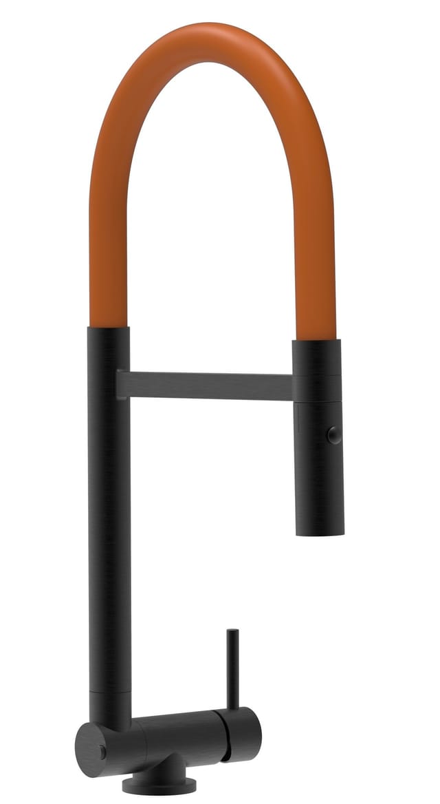 Unterfenster Wasserhahn Vorfenster Umklappbar 4,5 Cm Schwarz Matt Kuechenarmatur Mit Orange 360 Schwenkbarem Auslauf Und Abnehmbare 2 Strahl Handbrause