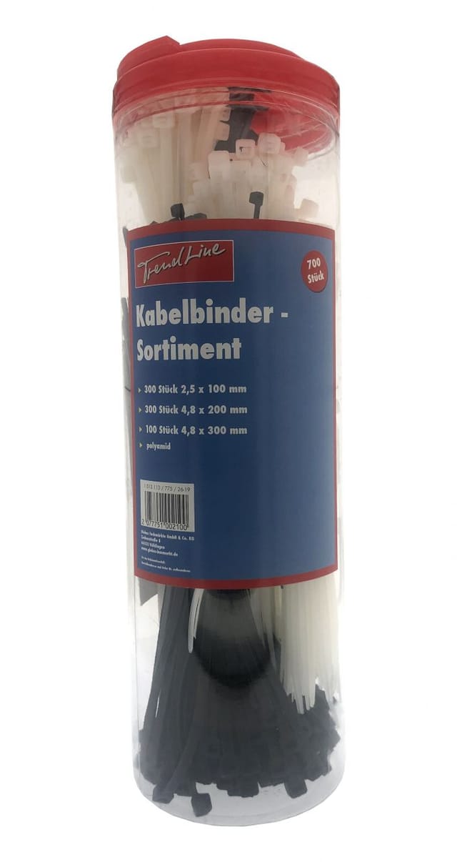 Trendline - Kabelbinder 700 Stück Gemischt Schwarz-weiß Polyamid Kabel