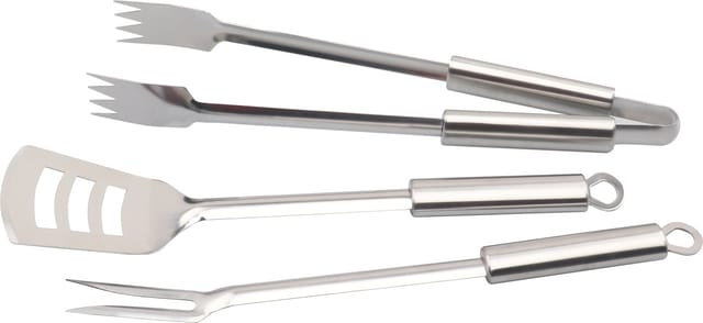 Grillbesteck Edelstahl 3-teilig Grillzange Grillgabel Grillwender - Trendline