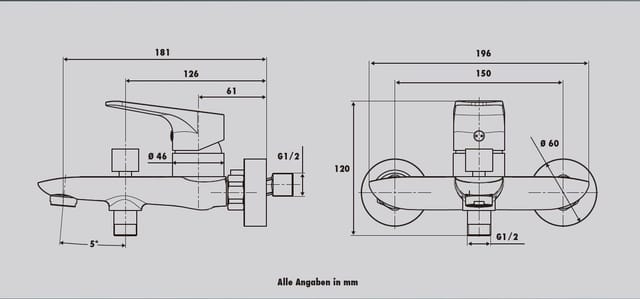 Trendline - Badewannenarmatur Miami Chrom Aus Messing Mischbatterie Armatur