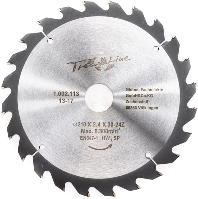 Trendline - Hm-kreissägeblatt 210 Mm, Bohrung 30 Mm, 24 Zähne