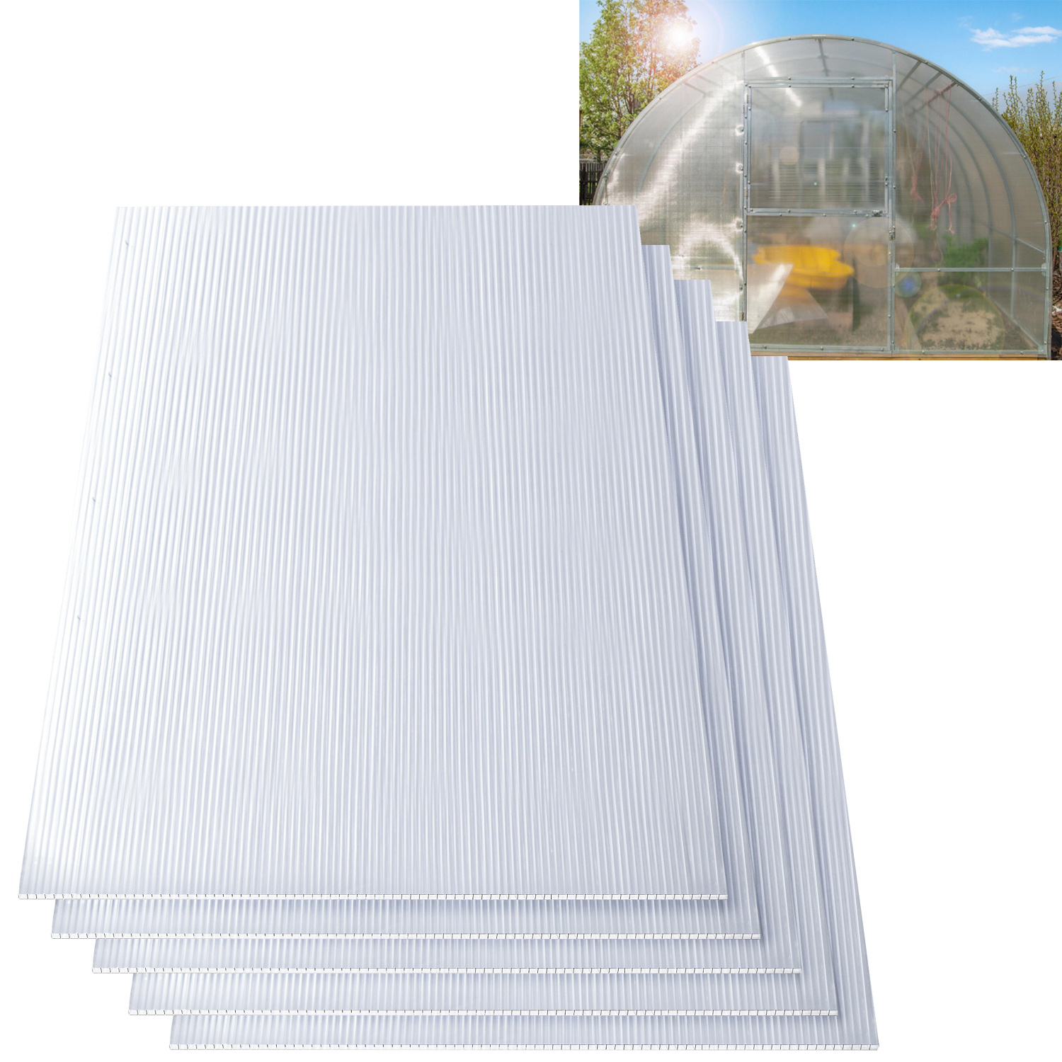 Tolletour 8 Mm Doppelstegplatte Polycarbonat Klar 121 X 60,5 Cm, 15 Stück Für Gewächshaus, Dach & Terrassenüberdachung