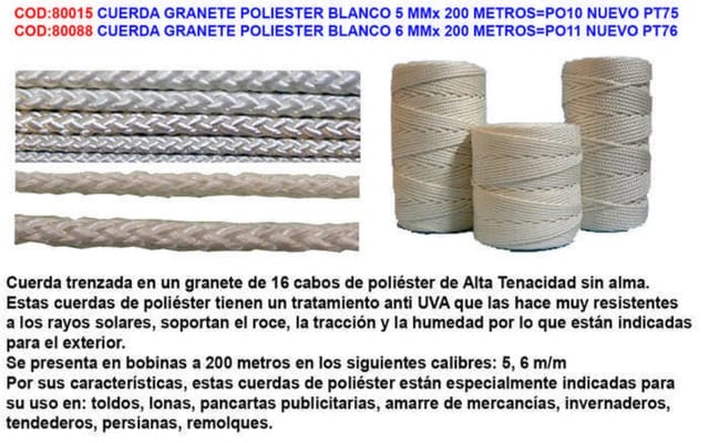 Fplus - Weißes Polyester-granatseil 6 Mm X 200 Meter Po11 Neu Pt76