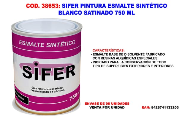 Satin White Synthetiklack 750 Ml - Sifer