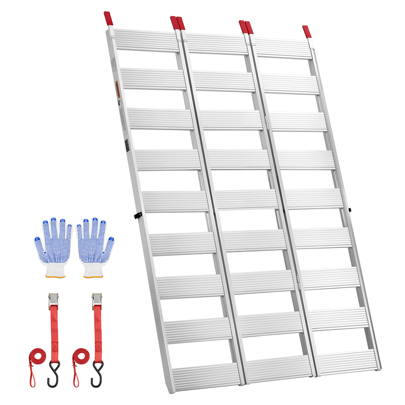 Vevor Auffahrrampe Anhängerrampe Aluminium 1945 X 1260 Mm Dreifach Klappbar, Verladerampe Mit Gurten, Rutschfesten Gummiauflagen & 680 Kg Tragfähigkeit, Laderampe Für Pickups Motorräder Traktoren