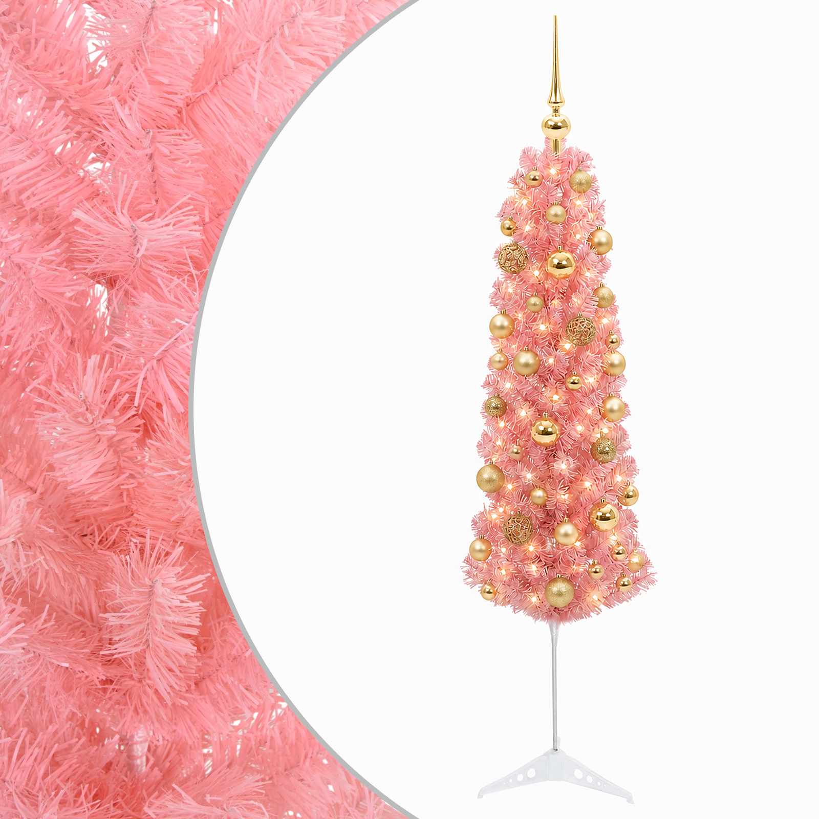 Künstlicher Schmaler Weihnachtsbaum Mit Weihnachtskugel 150 Cm Vidaxl