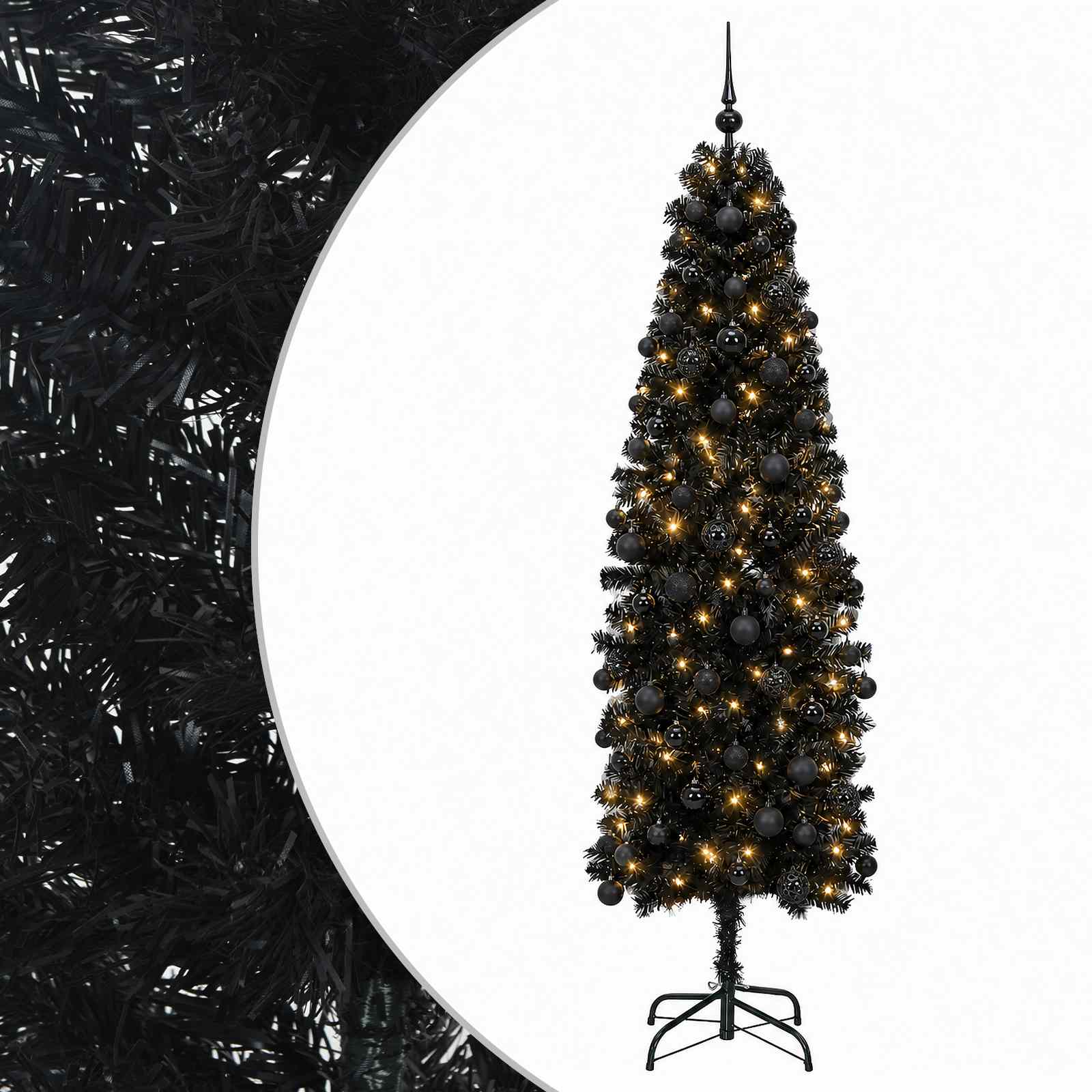 Künstlicher Schmaler Weihnachtsbaum Mit Weihnachtskugel 180 Cm Vidaxl