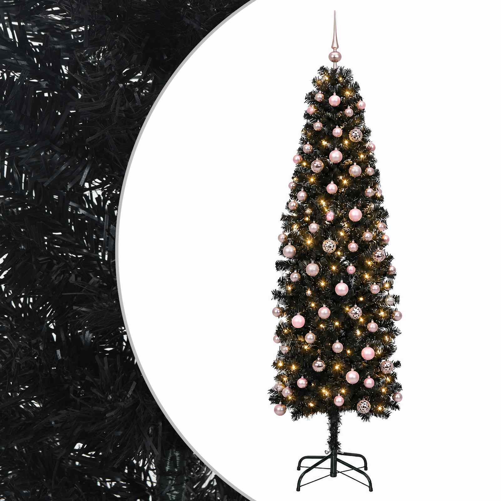 Künstlicher Schmaler Weihnachtsbaum Mit Weihnachtskugel 210 Cm Vidaxl