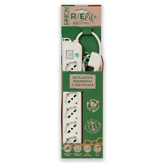 Mehrfachsteckdose Omega Eco 6 Steckdosen Schuko 2p+t 16a Kabel 1,5m Stecker Italienisch Std. 2p+t 16a Mit Schalter Fanton 47430eco