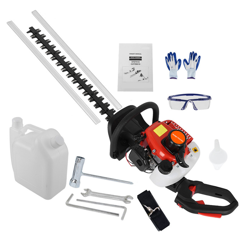 Fianao – Heckenschere – Benzin-heckenschere – 26 Cm³, 24 Zoll Doppelklinge, Leistungsstark, Sparsam, Geräuscharm, 1 Set – Für Heckenpflege – Maße:110 ×25 ×25 Cm – Rot