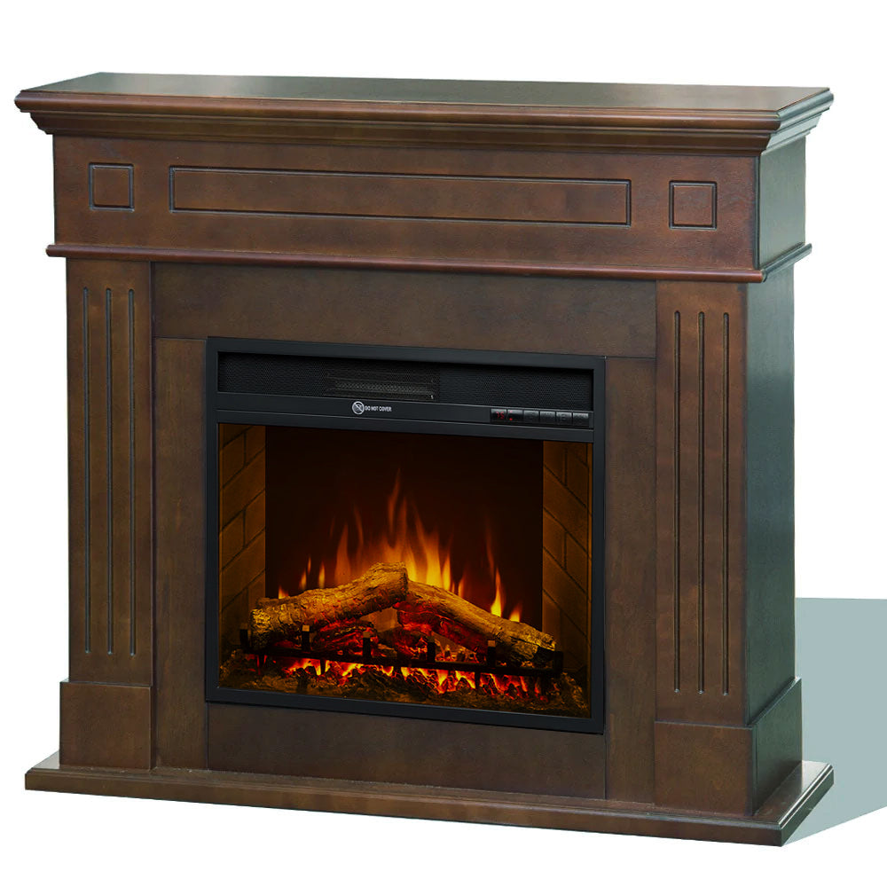 Cambridge - Elektrischer Standkamin Mit Flammeneffekt, 110 X 100 X 36 Cm, Aus Walnussholz